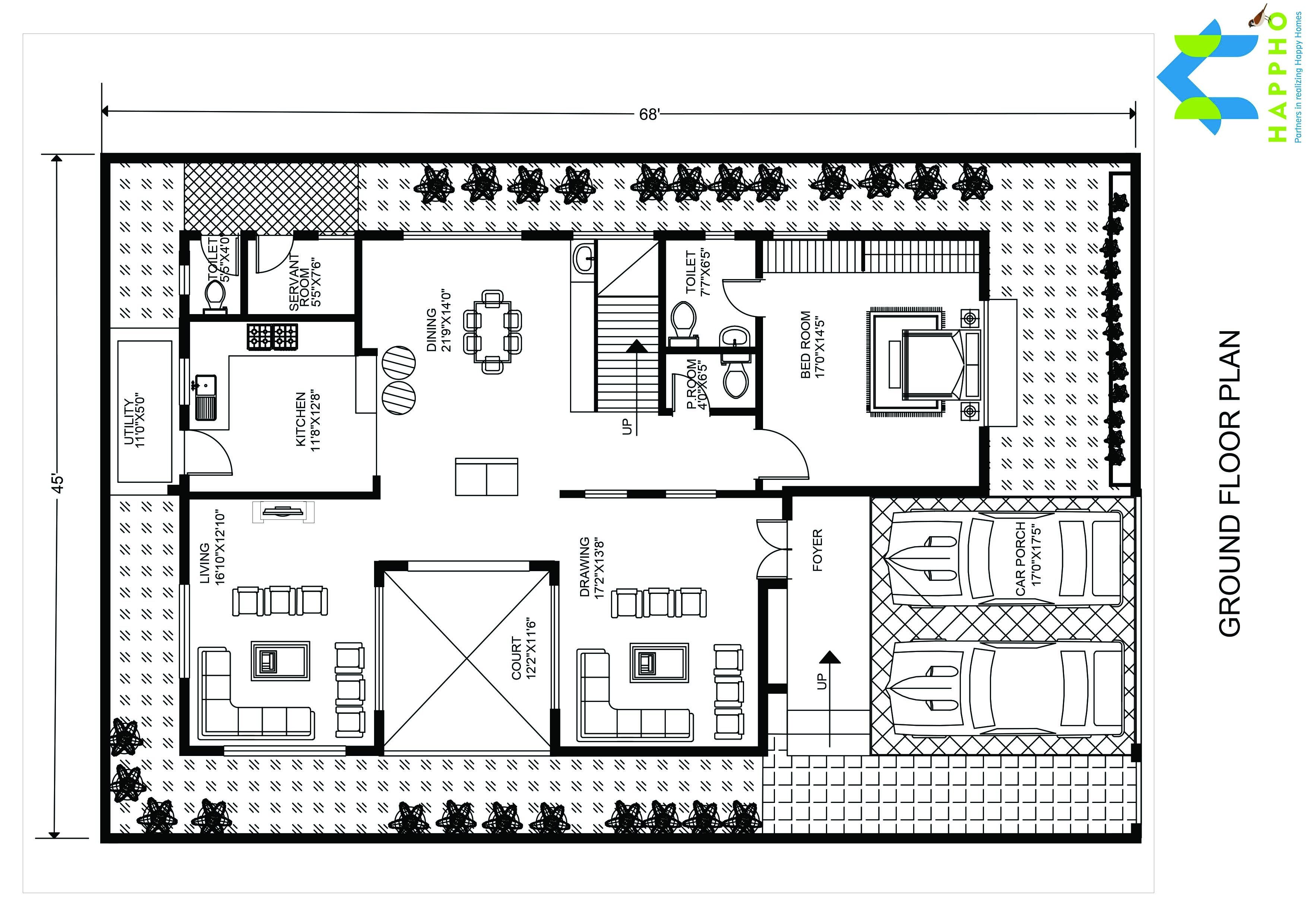 3-bhk-floor-plan-for-45-x-68-feet-plot-3060-square-feet