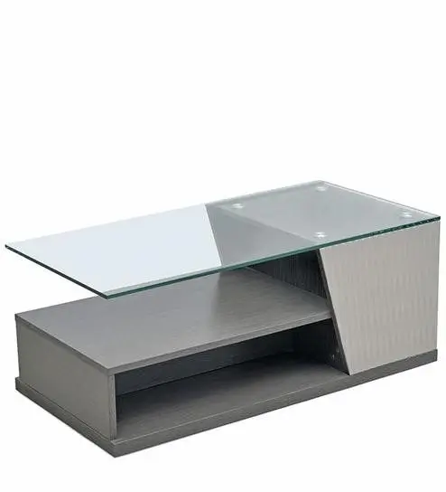 Center table in glass and wood