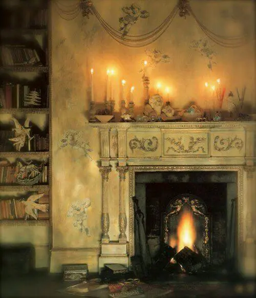 Light from candles and burnt wood