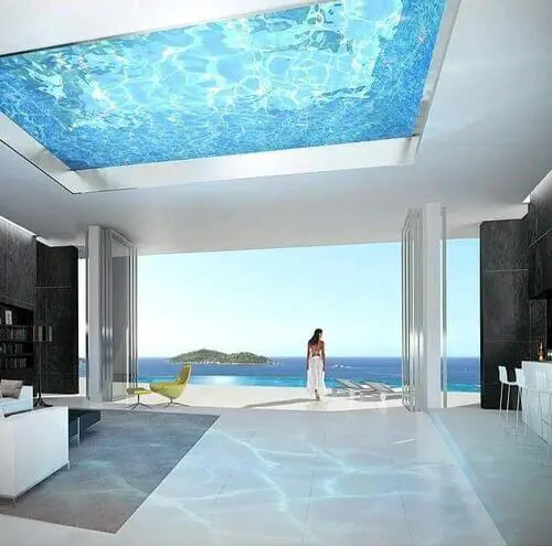 Natural Light through water placed on top of roof-2