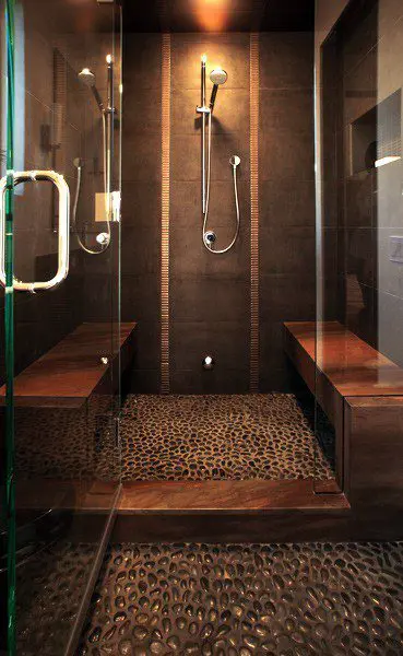 Unique bathroom flooring in shape of tear drops