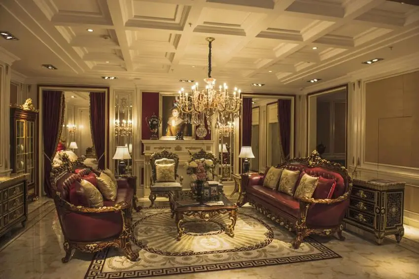 Chandelier in living room to give a vintage look