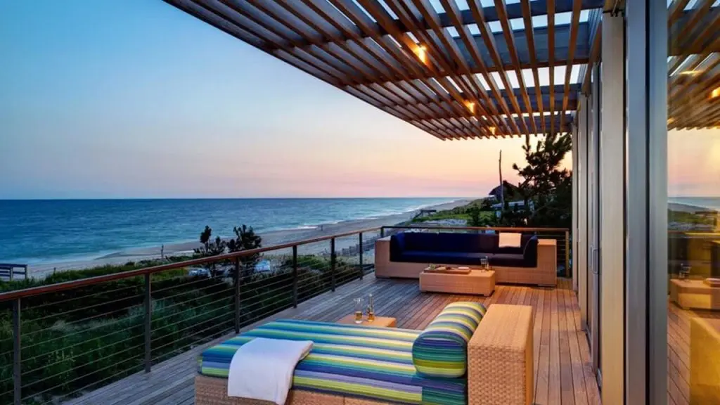 Beach view balcony of a living room
