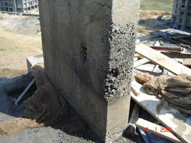 Honey combing due to improper compaction