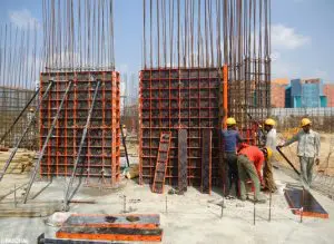 Formwork erection for a shear wall