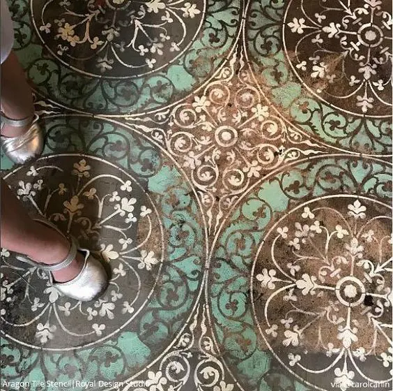 Flower pattern design flooring painting