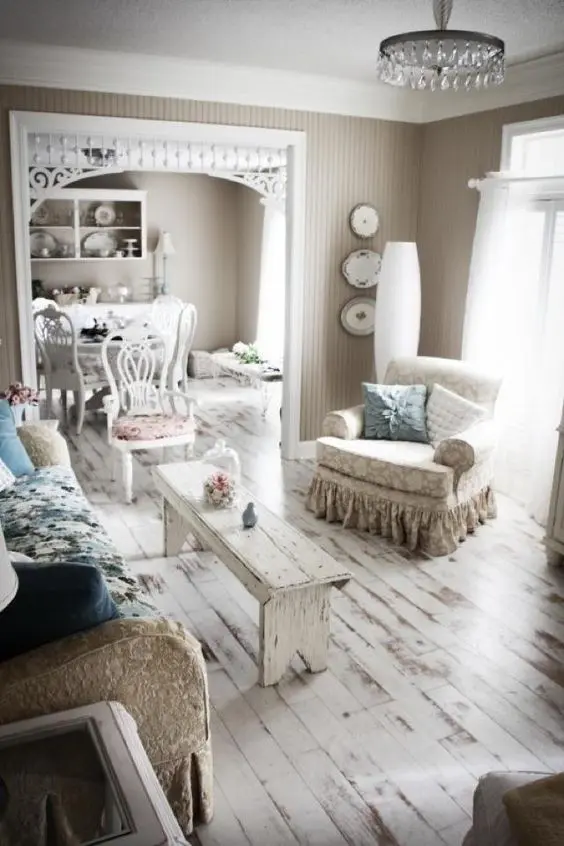 Rough and crude look with faded paint flooring