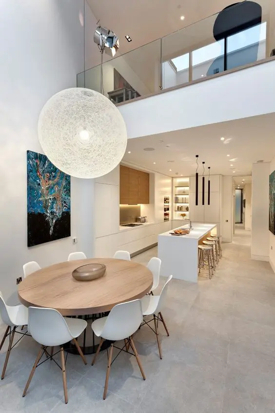 Loft area in a double heighted structure