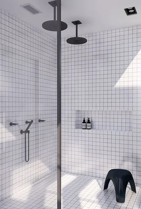 Neutral and Earth tone colors used in Contemporary Design of Bathroom