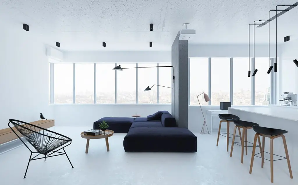 Living Room with Ample Lighting Minimalistic design