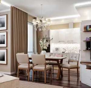 False ceiling with cove lighting in Dining Room