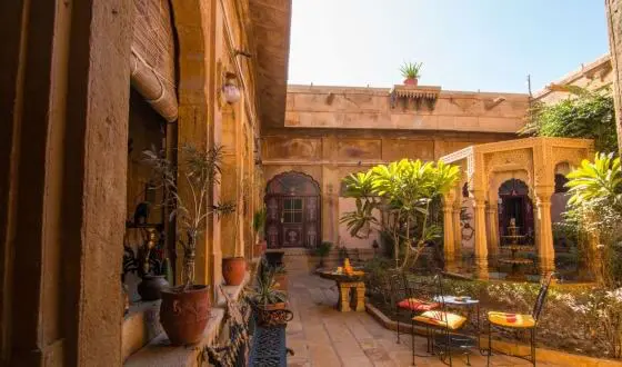 Mughal Style Architecture and garden in courtyard