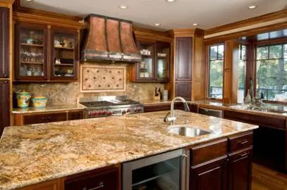 Quartz Counter Top on Island Kitchen with Sink