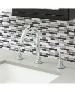 Backsplash in washroom with faucet