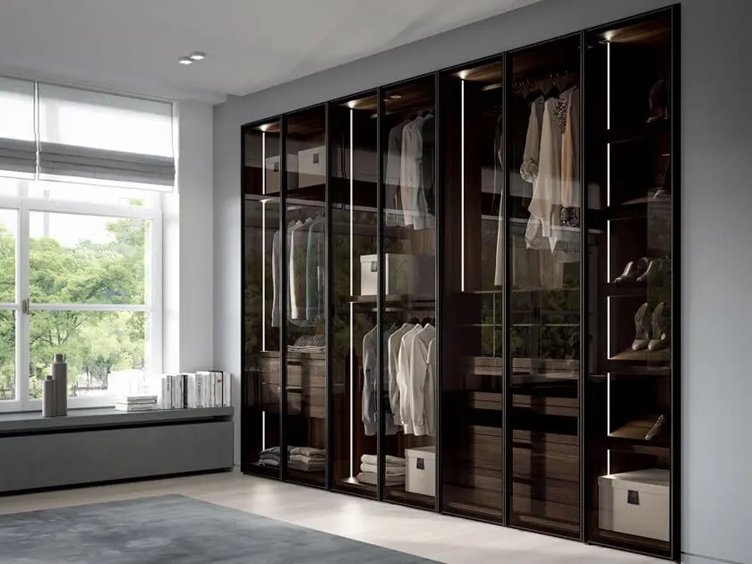 Glass as shutters used for wardrbobe