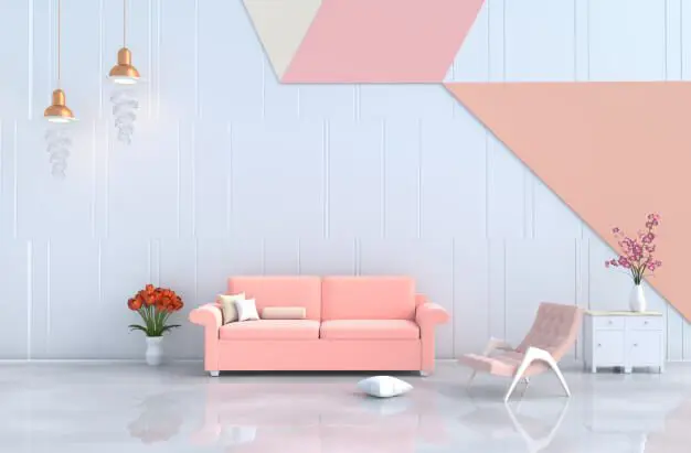 Living Room sofa and walls in pastel colours