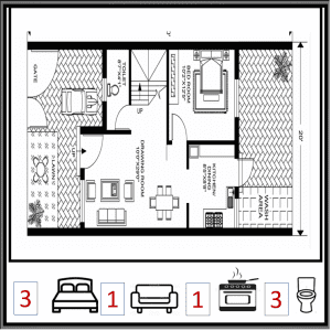 3 BHK House Plan