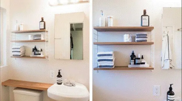 Oversink shelves made out of wooden panels
