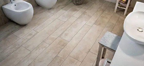 Wooden Look flooring tiles in bathroom