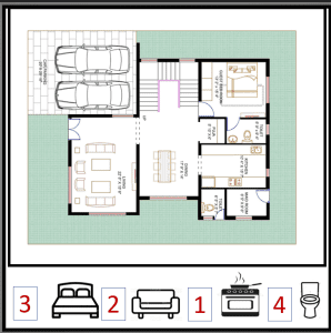 3 BHK floor plan