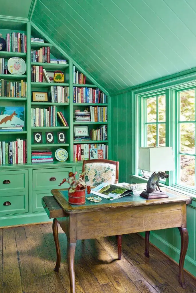 Bold green patterned attics