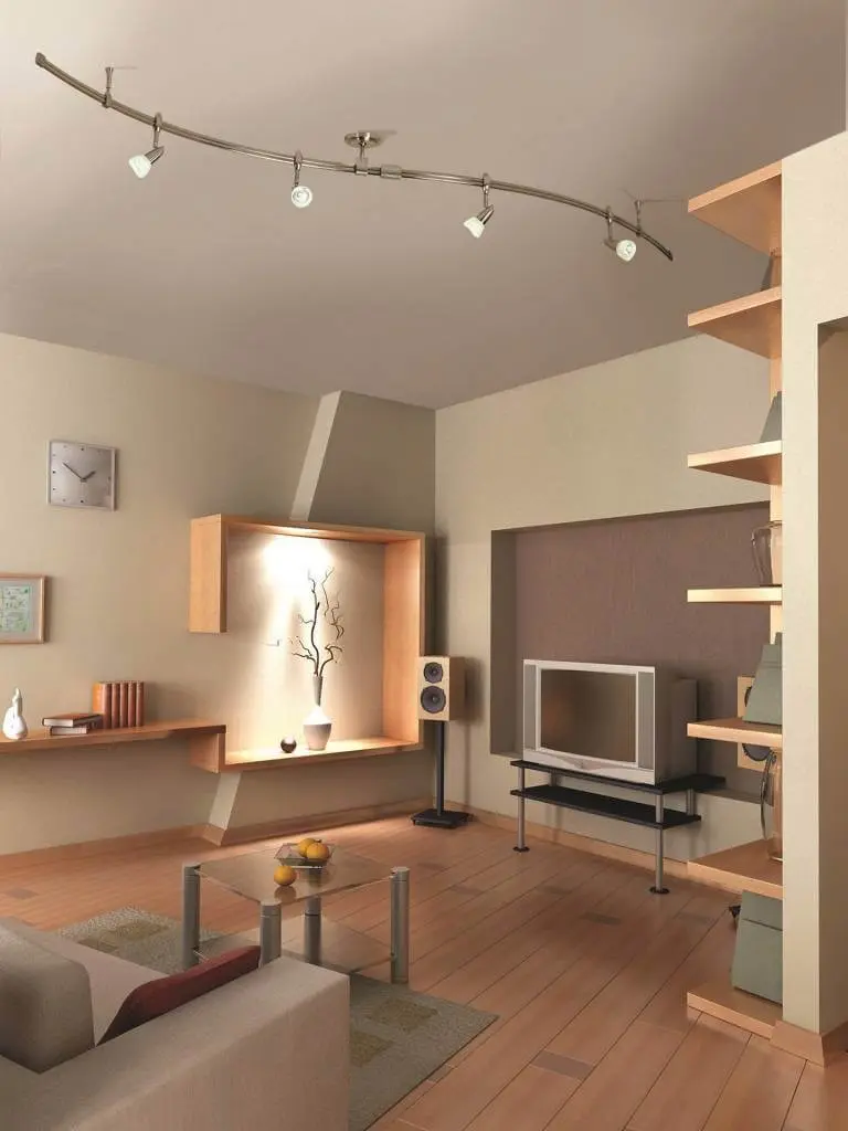 Track lighting in living room