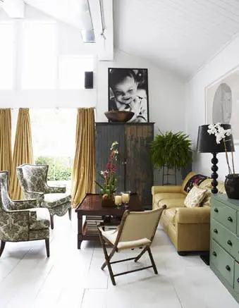 Traditional center table and sofa placed in a modern looking house