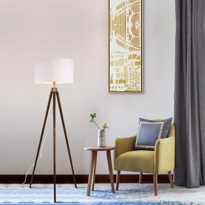 floor lamps near single seater sofa for reading