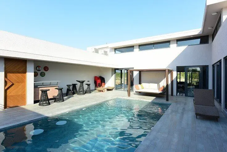 Swimming pool and seating space in weekend homes