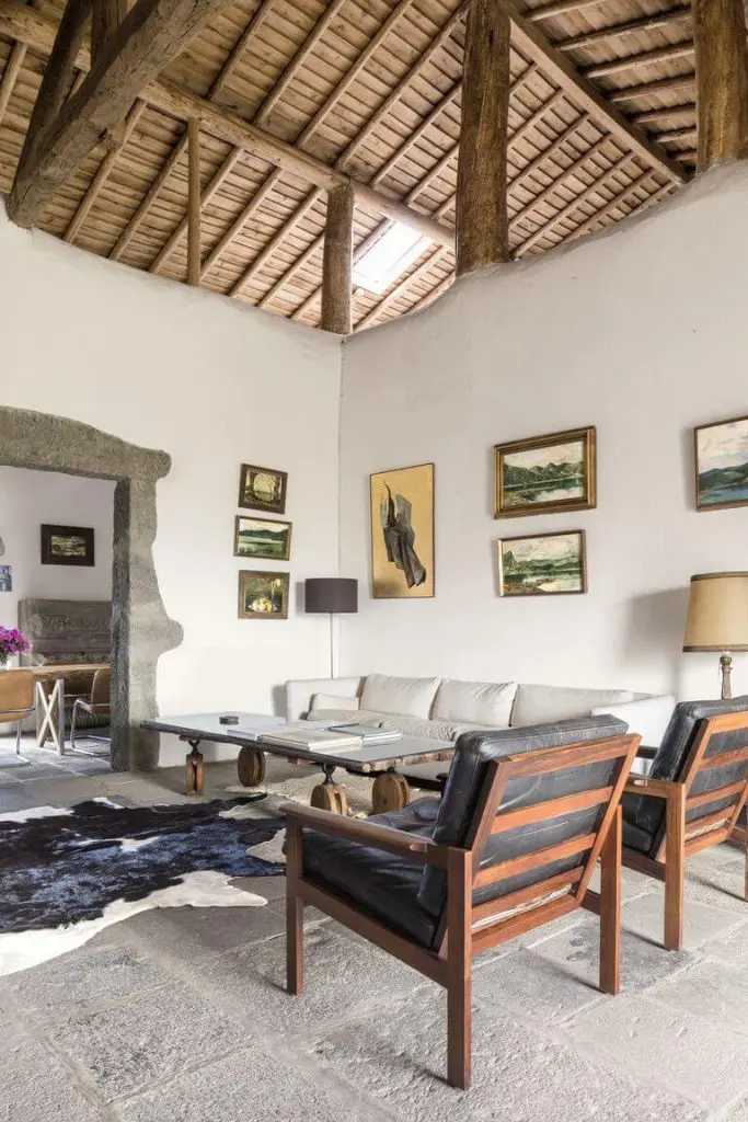Village styled furniture flooring and roof in living room