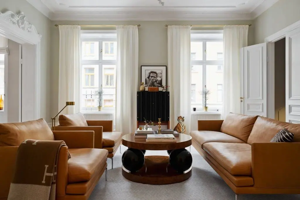 Leather Sofa in living room giving a gorgeous look