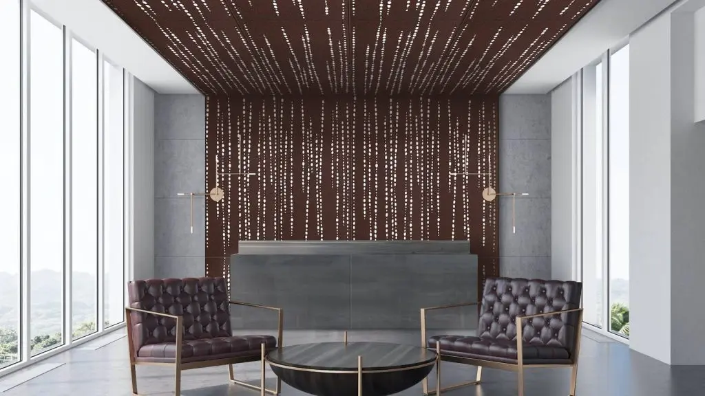 Luxury sheet metal panelling with backlighting to improve living room interiors