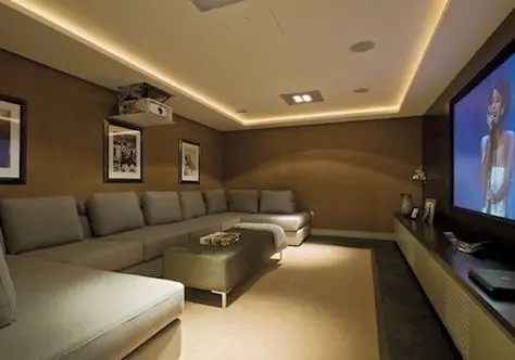 A movie theatre inside a house