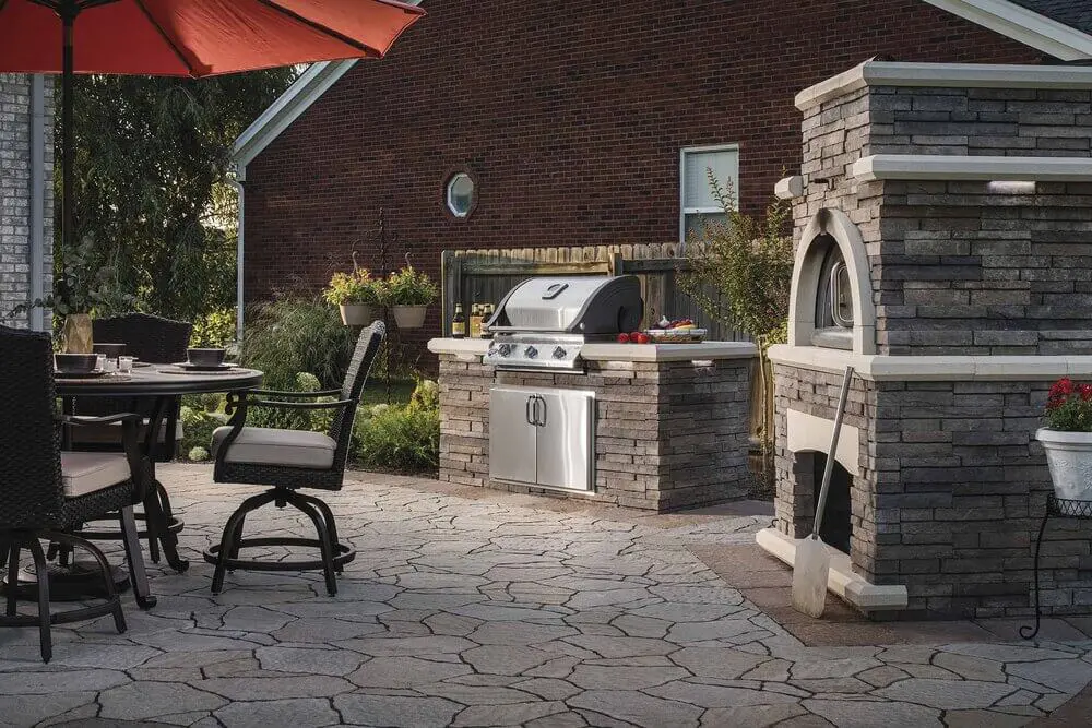 Concrete pavers around the house as hardscaping material