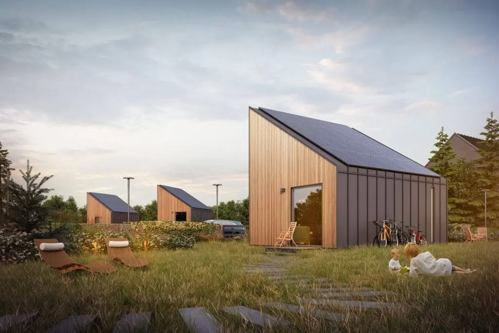 Solar Power Panels installed on the top of roof of a house
