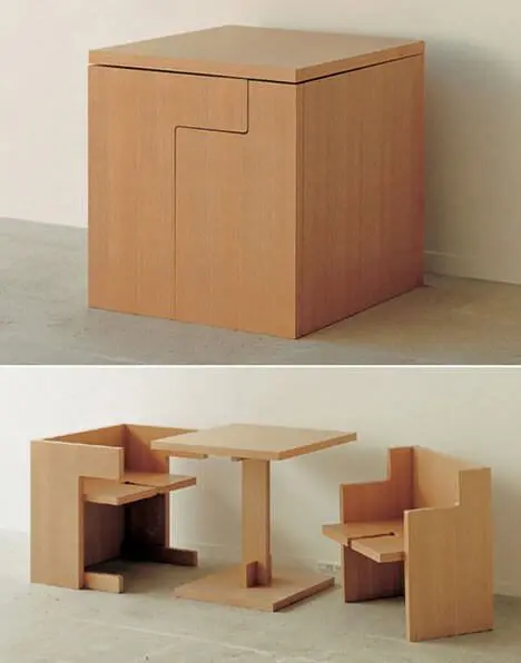Coffee table and seating within made in plywood