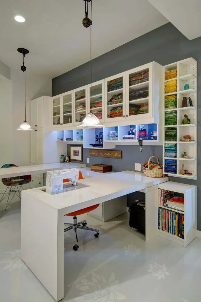 A hobby room with collectables kept in shelves in a cupboard