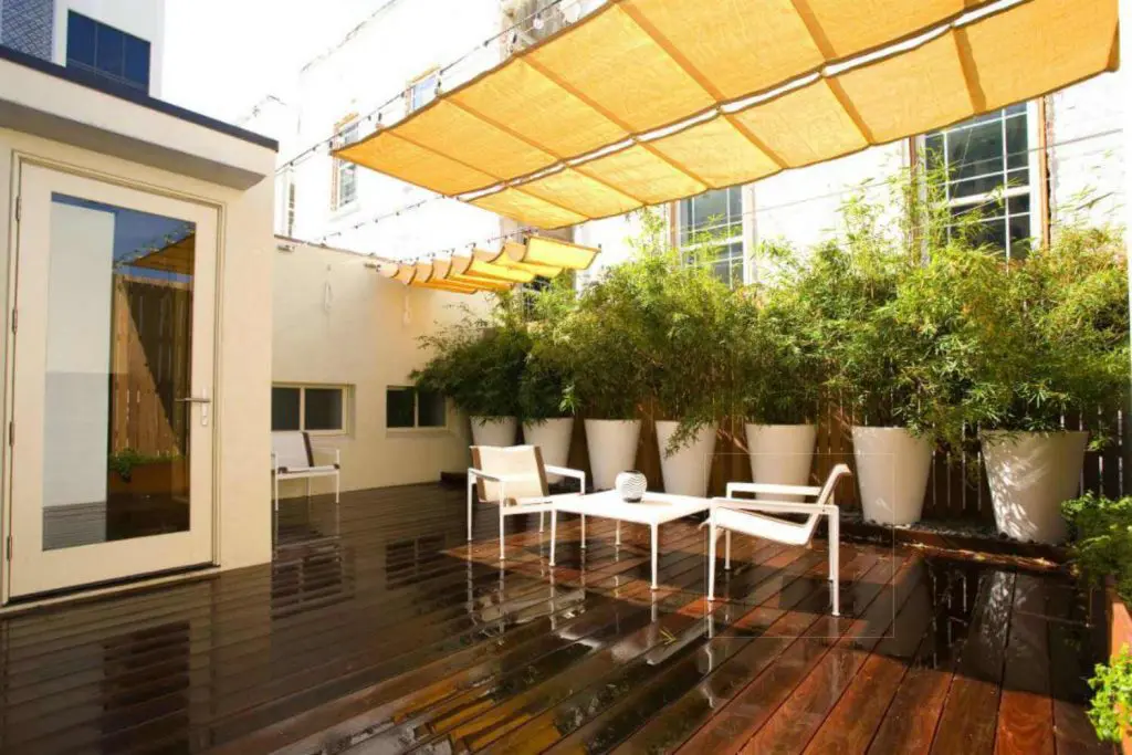 Covered seating options on the top of terrace for covered seating