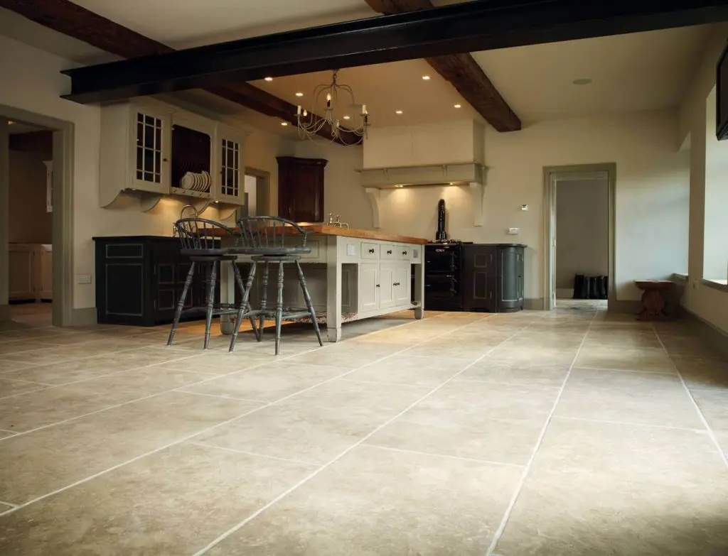 Limestone Flooring in Indian Kitchen