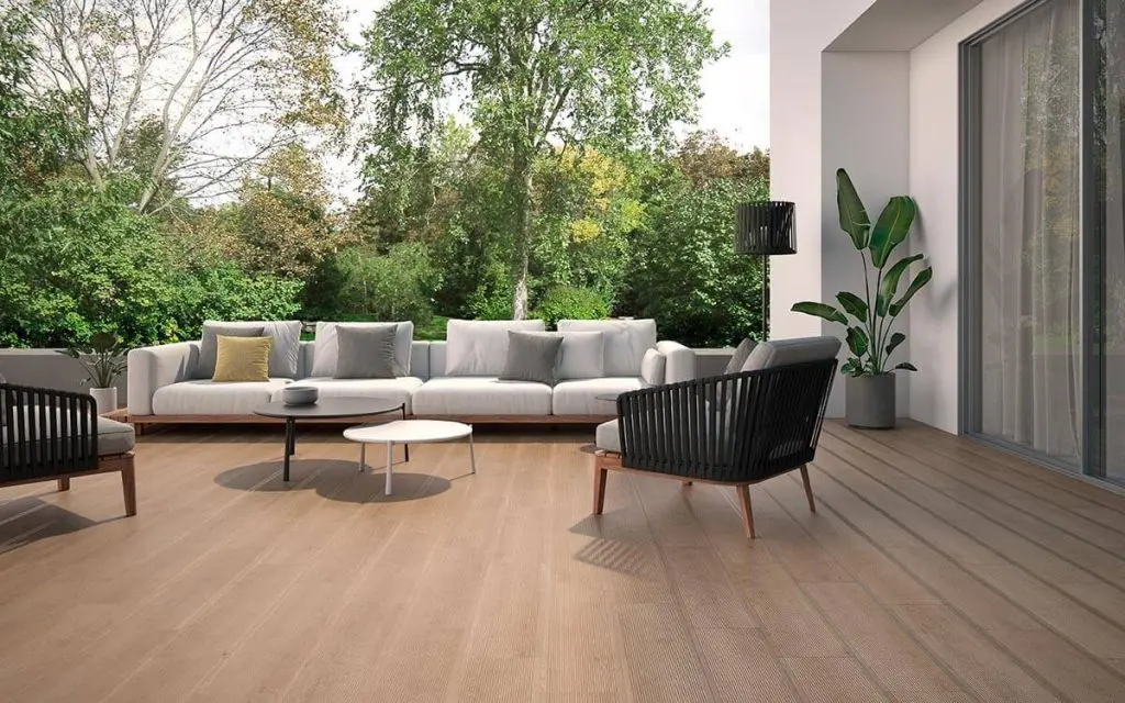 Wooden Flooring in Balcony with sofa seating