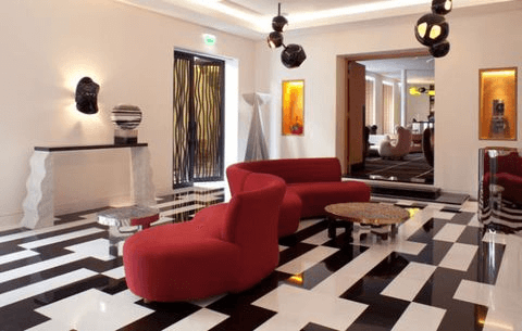 Retro look tiles in living room