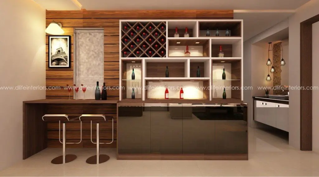 Space Saving bar and storage in living room