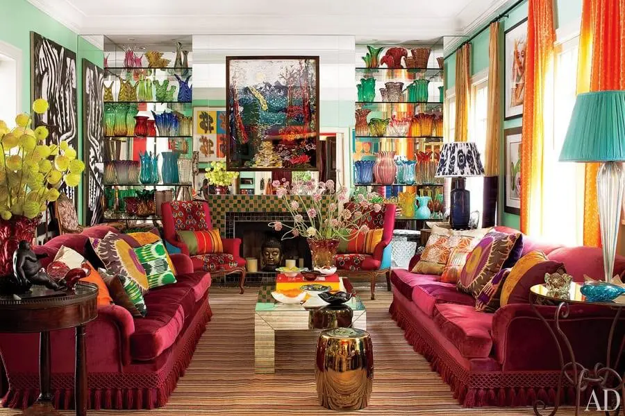 Picture of a living area using flashy colours too much