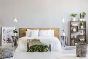 a headboard in bedroom