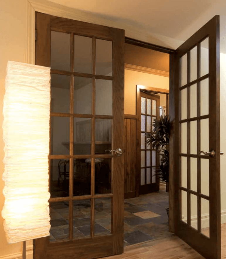 louvred doors in wooden color finish