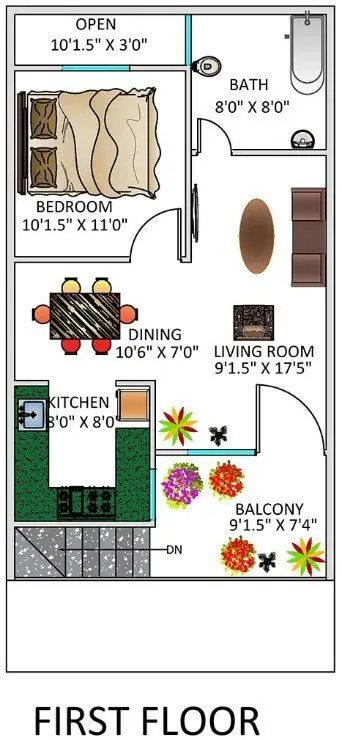 20x40 first floor plan