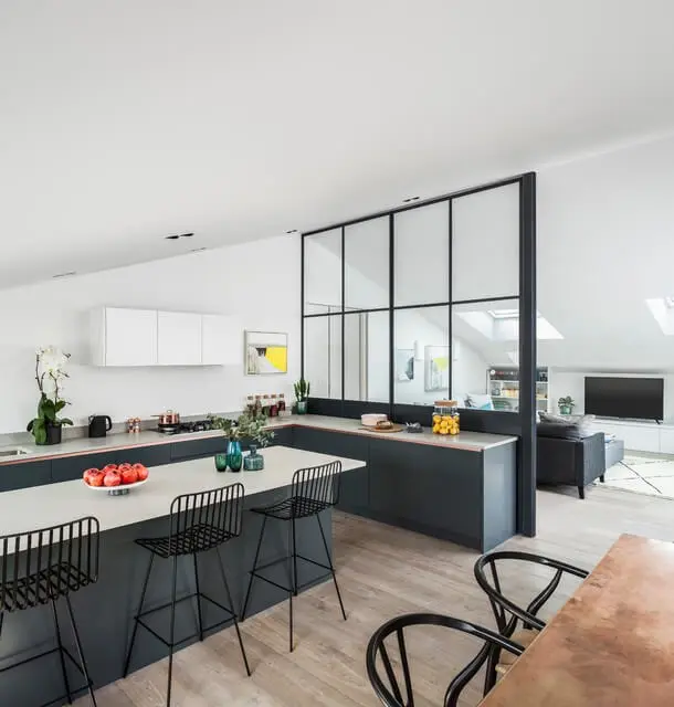 Glass Partition between kitchen and living room