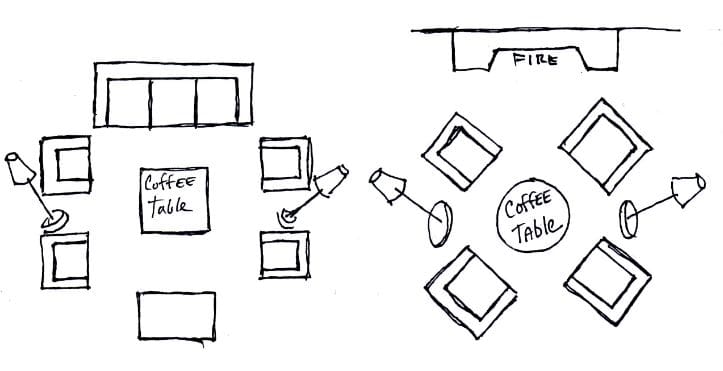 Break the symmetry in the furniture arrangement