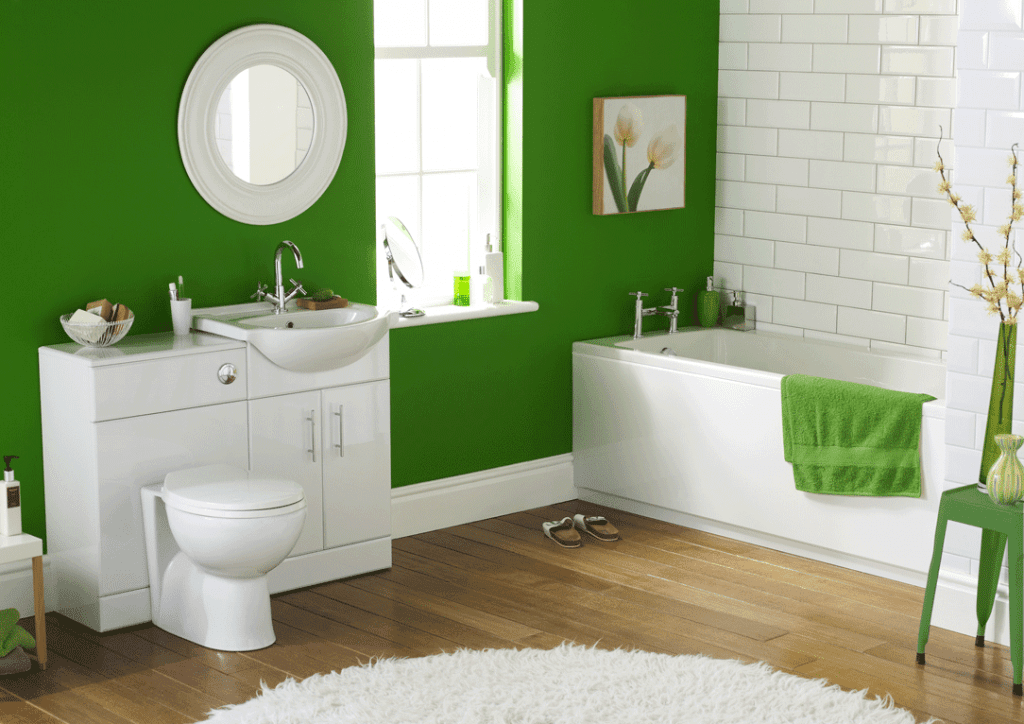 Green colour bathroom wall
