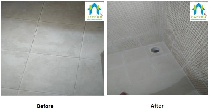 Tiles before and after grouting to avoid waterproofing